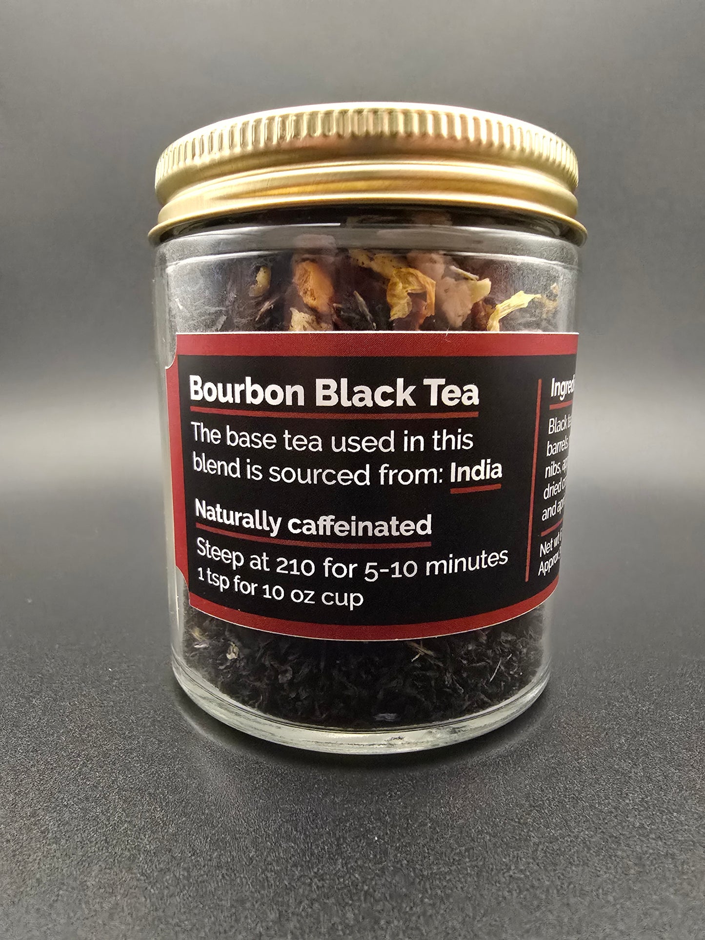 Bourbon black tea (Raw unbagged tea) bags included